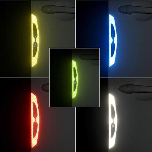 4pcs/set Reflective Warning Door Side Edge Protection Carbon Fiber Strips Car Protective Stick DIY Super Car Reflective Sticker