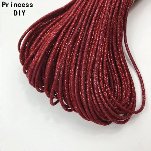 5M/Lot Jewelry Making Shiny 3mm Round Red Cords Sequin PU Leather Fabric Glitter Rope Stirp DIY Bracelet Choker Collar Materia