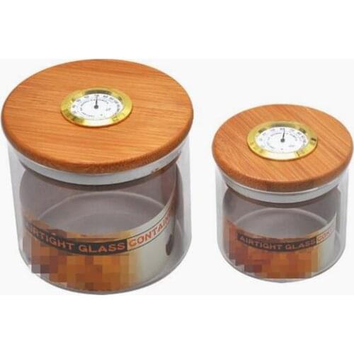 6oz 15oz airtight glass stash jar container with hygrometer in bamboo lid vacuum moisture proof dry herb food storage#8827
