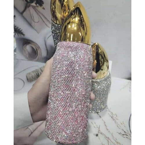 Diamond bullet-shaped thermos stainless steel bottle bomb rocket airless bottle warm coffee tea bottle beverage thermos cup