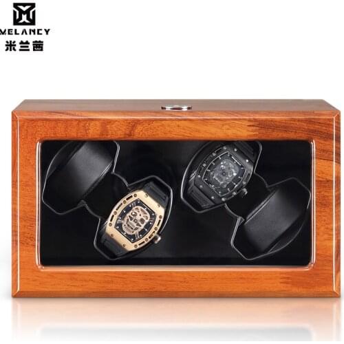 Automatic Watch Winder with 4 Slot Wood Box Quiet Japanese Mabuchi Motor Adjustable Modes Watch Storage Winding Boxes Case