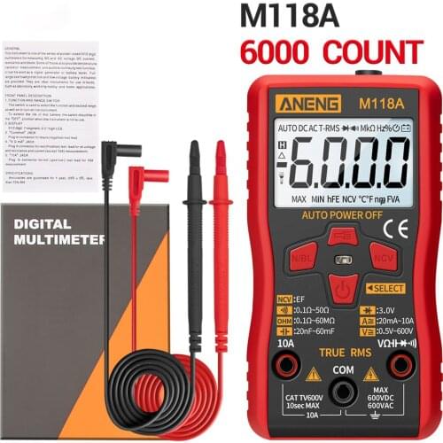 M118A Backlight Digital Multimeter Non Contact Stable LCD Display Measurment Tool ABS Battery Powered Smart Auto Range