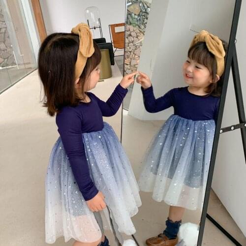 2020 New Splicing Middle And Small Children Net Yarn Princess Dress Korean Version Of Children TuTu Dress Girls Autumn Dress