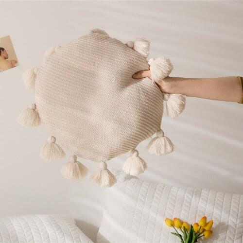Nordic Sun Shape Throw Pillows Headboard Sofa Office Chair Cushion Multi-color Tassels Lumbar Pillow Soft Comfortable