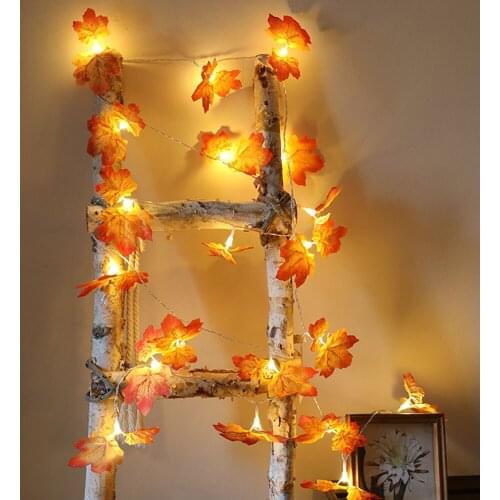 Fall Maple Leaf String Light LED Hanging Lighting Decoration Lamp for Indoor Outdoor Garden Thanksgiving Christmas Party Décor