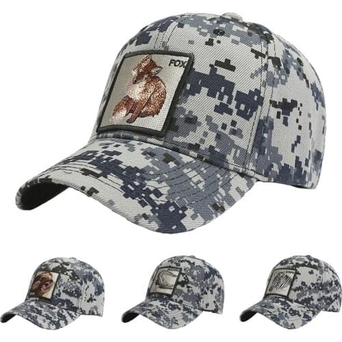 2021 Unisex Animal Zebra Embroidered Fox Patch Camouflage Baseball Cap Women Casual Bear Sun Hat Men Sports Trucker Visor Gorras