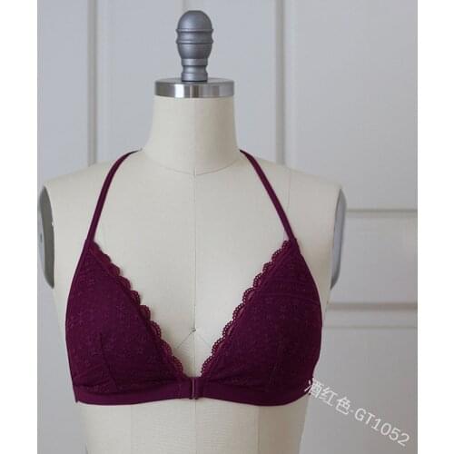 Beauty Underwear Bar Women Elegant Front Closure Wire Free Bra Lace Floral Seamless Bra Small Chest Push Up Y-shaped Sexy Bars