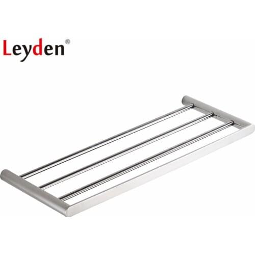 Leyden 304 Stainless Steel Chrome Brushed Towel Shelf 60 cm Wall Mounted Single-Layer Towel Rack Holder Bathroom Accessories