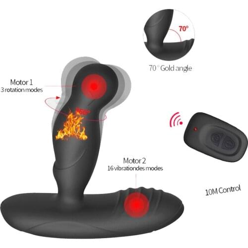 Heating 360 Degree Rotation Wireless Remote USB Charging Massager Control Prostata Vibrator for Men Anal Sex Toys for Couples
