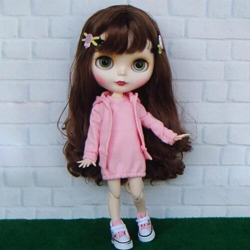 2pcs/set Fashion Blyth Doll Clothes Casual Sport Coat and Dress for Barbi Girl Clothes azone Doll Accessories 3 Colors