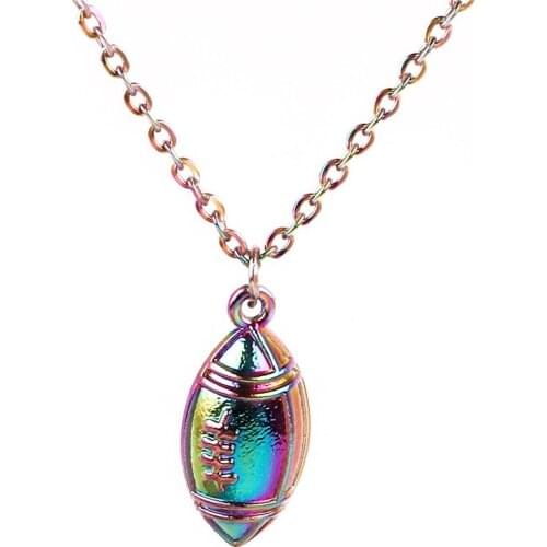 24015 Fashion Rainbow Color Alloy colgantes Half Olives balls oval egg shape Necklace free Stainless Steel Chain Jewelry