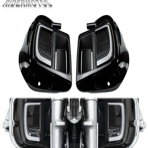 Motorcycle LED Fairing Lower Grills Light +Warmer Vented Leg Fairing Glove Box For Harley Touring Road King Street Glide 2014-Up