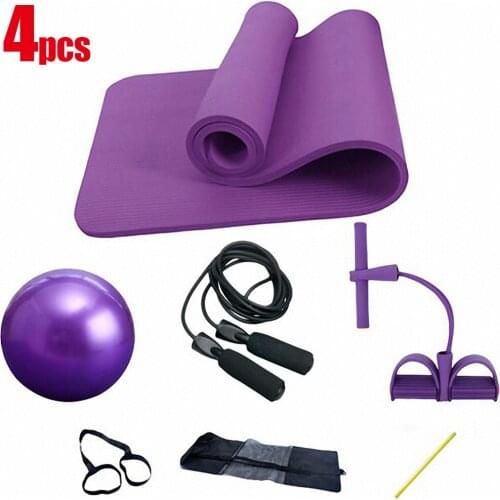 Indoor Yoga Pilate Set High Quality 10mm NBR Yoga Mat 25cm Pilate Ball Jump Rope Yoga Mat Set Home Training Exercise Equipment