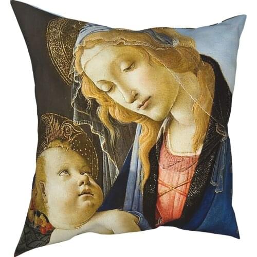 The Virgin Mary Sandro Botticelli Pillowcover Decoration Cushion Cover Throw Pillow for Car Polyester Double-sided Printing