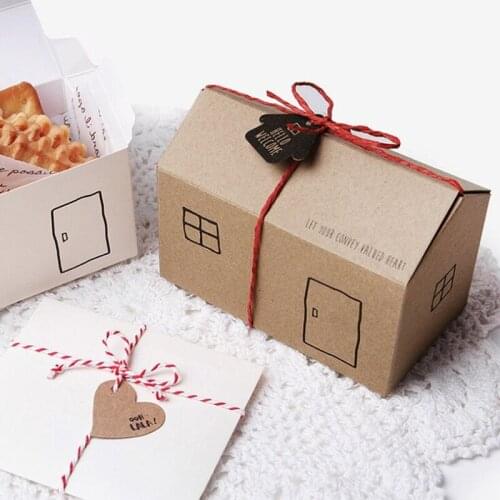 New hot sale 30pcs Small House Shape Baby Shower Candy Boxes Baking Packaging brown /White Wedding Party Favor Candy Gift Box