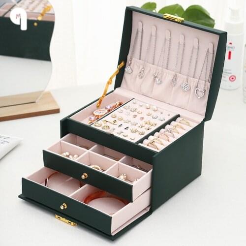 QM Jewelry Organizer Portable Necklace Earrings Rings Jewelry Box Packaging PU Leather Storage Joyeros Organizador De Joyas