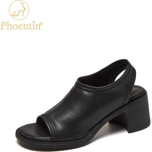 Phoentin summer Roma Sandals 2021 Womens Casual Fashion Open Toe sandals solid color high Heels Shoes black beige FT1644