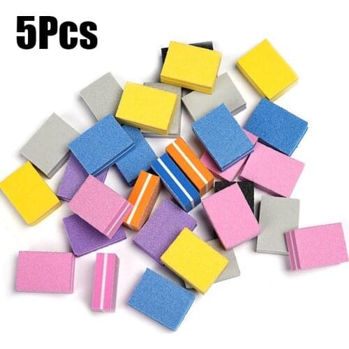 5pcs Double-sided Nail Files Colorful Mini Sponge Sanding Buffer Grinding Polishing Block Small Nail Art File Manicure Tools