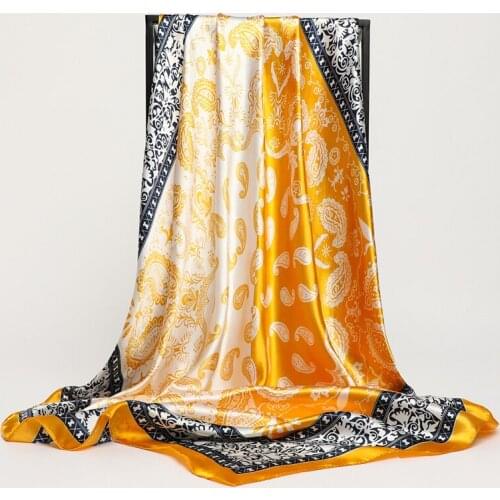 Summer Satin Square Scarf For Women Luxury Silk Hair Bands Neckerchief Foulard Hijab Female Head Wraps Shawl Headband Bandana