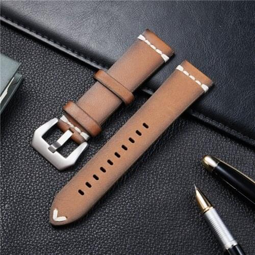 Unique Grilled Design Men Watchband Genuine Leather Watch Straps 18mm 20mm 22mm 24mm Bracelet Watch Band Accessories