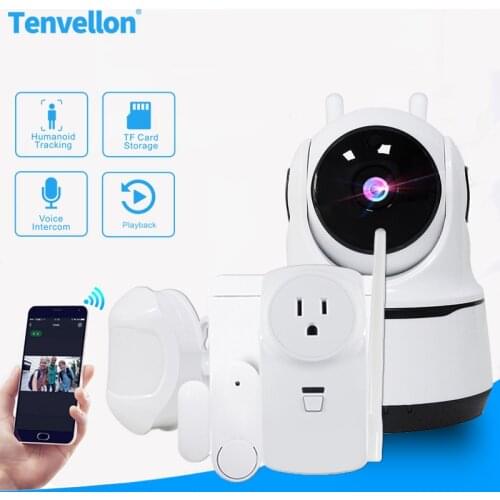 Home Security Alarm System and CCTV WIFI IP Camera Burglar Security System Doorbell Door Sensor Detector PIR sensor Smart Socket