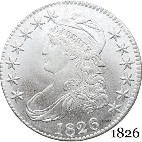 United States Of America Liberty Eagle 1826 50 Cents ½ Dollar Capped Bust Half Dollar Cupronickel Silver Plated Copy Coin