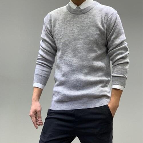 Leysye Autumn And Winter Men Sweater New Style Solid Color Crew Neck Korean Clothing Slim Fit Pullover Cotton Jersey Knit