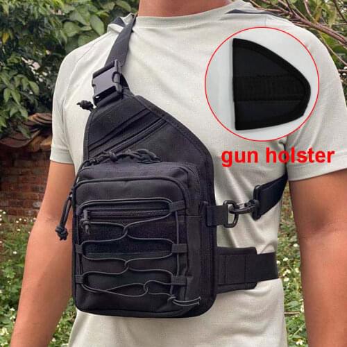 Tactical Waist Bag Chest Gun Holster Bag Military Combat Camping Hunting Athletic Shoulder Sling Gun Holster Outdoor Bag XA265A
