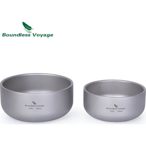 Boundless Voyage Titanium Double-Wall Bowl for Adult Children Outdoor Camping Tableware 200ml 220ml 420ml 450ml
