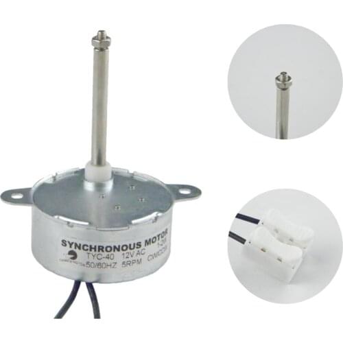 TYC-40 Small Synchronous Motor 12V 5RPM AC DC Shaft 35mm 46mm 74mm Electric Engine 12V for Ornamental Fiber Optic Christmas Tree