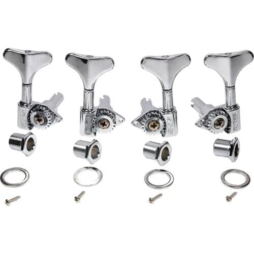 Wilkinson 2R2L 20:1 Ratio Bass Tuners Machine Heads Tuning Pegs Keys Set for Ibanez Style Electric Bass, Chrome