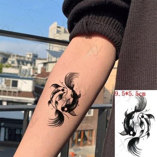 Water Transfer fake tatto Black and white spray forest tree hill sun tattoo Waterproof Temporary flash tatoo for woman man