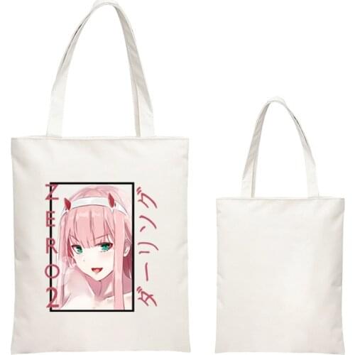 Darling In The Franxx Shopper Bag Anime Cosplay Zero Two Cute Sweet Print Canvas Handbag Casual Women Girl Shoulderbag 2021