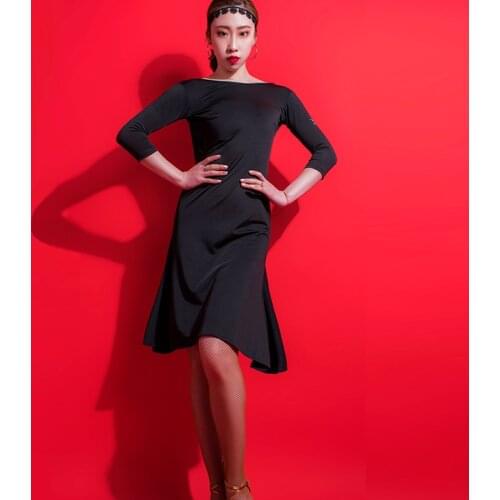 New Latin Dance Costumes For Women Adult Long Sleeve Practice Fringe Clothes Tango Samba Latin Dance Competition Dresses DQL2847