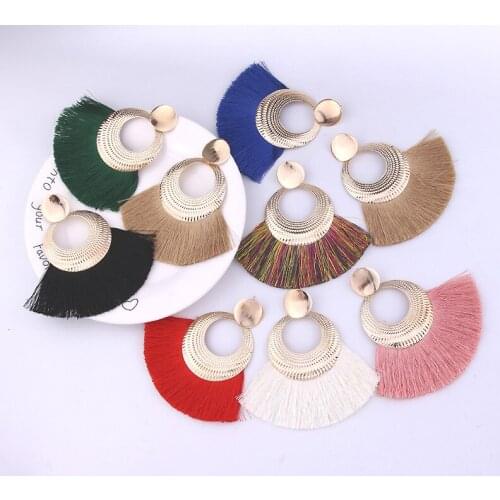 Bohemian Style Handmade Tassel Earrings For Women Vintage Geometric Big Circle Drop Earrings Statement Jewelry Wholesale