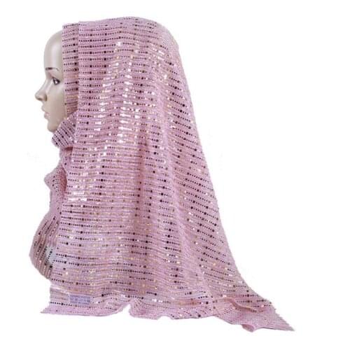 2019 Summer Long Shawl Glitter Muslim Scarf Headwear Metallic Wedding Veil Women Sequins Lurex Islamic Hijabs Headscarf 180x68cm