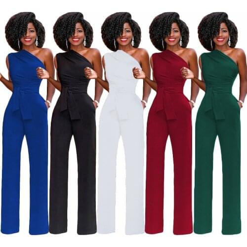 2021 Women Off Shoulder Casual Jumpsuits Wide Leg Pants Summer Elegant Rompers Womens Jumpsuit Party Overalls Female Plus Size
