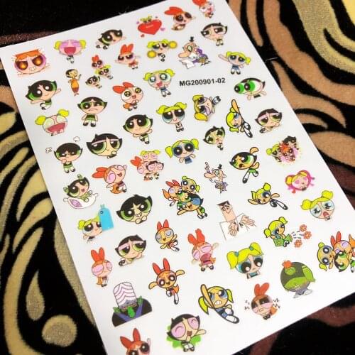 1 Sheet Newest girls cartoon Series design 3D nail art sticker back glue nail decals Japan type DIY decoration tools