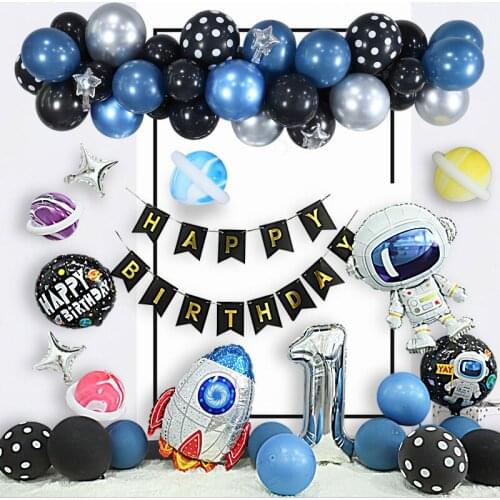 1 set Outer Space Party Decor Astronaut Balloons Rocket Balloons Galaxy Theme Party Boy Kids Birthday Party Decor Supplies