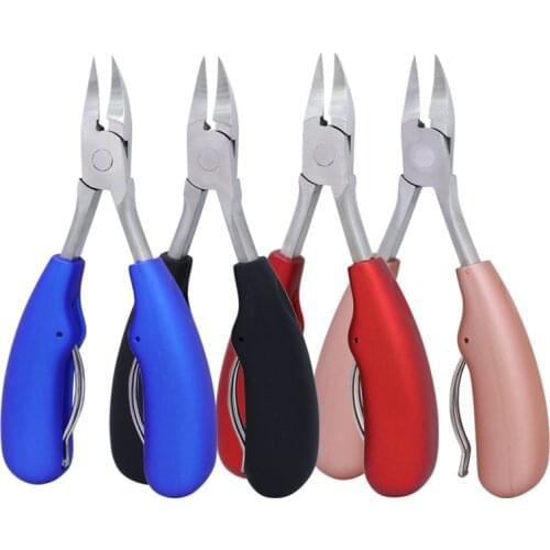 1 Pcs Double Spring Plastic Handle Fingernail &Toenail Cuticle Nipper Trimming Cutter Scissor Plier Nail Clipper Cutter Tool
