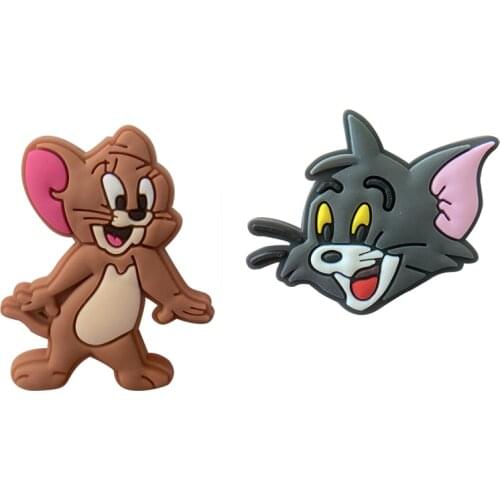 1pcs PVC Cartoon Cat Shoe Charms Accessories Mouse Shoe Buckle Decorations Shoe Ormaments fit Croc JIBZ Party Kids Gifts