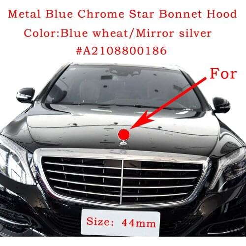 10Pcs 44mm blue wheat silver 3D Metal Zinc Alloy Car Front Hood Emblem Bonnet Badge For W204 W212 W126 S320 S400 Car Accessories