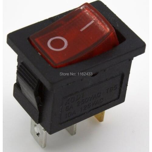 10pcs / lot KCD1-102N perforate 19 x 13 mm 3 pin boat rocker switch ON - OFF power switch with 220V light KCD1-101N