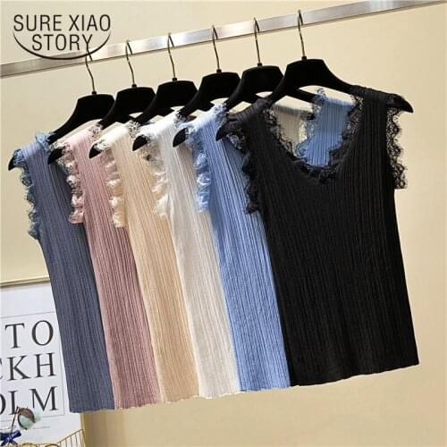 2021 Summer Outside Wear Knitted Tank Top Sleeveless Plus Size Womens Corset Top Bottom Solid Casual Female Tanks Vest 14476