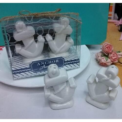 40pcs(20sets)/LOT Anchors Away Ceramic Anchor Salt and Pepper Shakers Ocean Themed Wedding Return Gifts