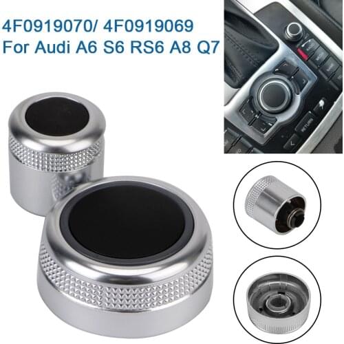 4F0919069 4F0919070 2PCS Main Menu Volume Button Multimedia MMI Rotary Knob Volume Switch Cover For Audi A6 Allroad Quattro C6