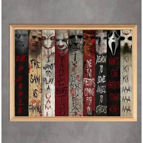 Diamonds Painting 5D DIY Full Of Round Diamond Home Embroidery Decoration Skull Head Halloween Puppet Style Horror Handmade Gift