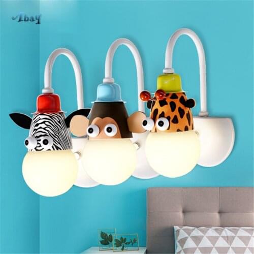 Art Deco Creative Children Wall Lamp Lovely living room decoration Cartoon Bedroom Lamp Led Animals Wall Lights for Home E27