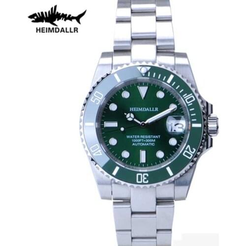 HEIMDALLR Automatic Watch NH35 Sapphire Mechanical Dive Watches Men 300m Waterproof Watch Men C3 Super Luminous Wristwatch