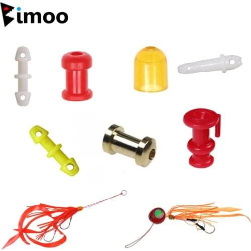 Bimoo 50PCS 6 Types Copper/Plastic Slide Parts Rubber Skirts Tie Mule Maintenance Supplies Saltwater Snapper Fishing Equipment